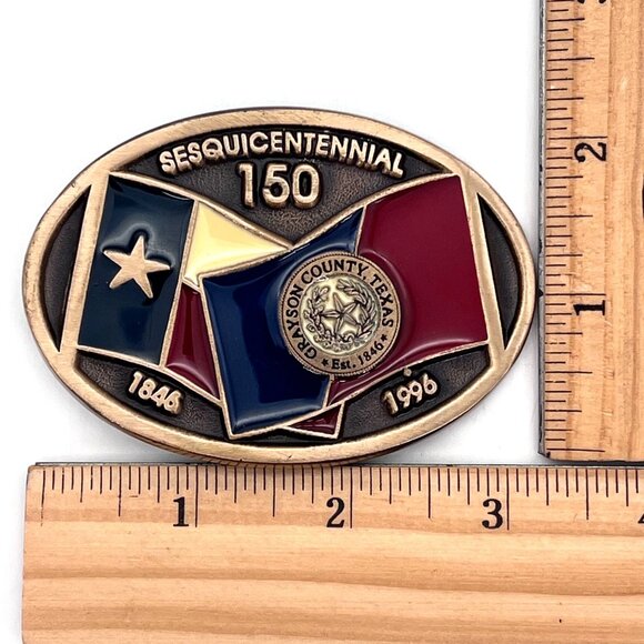 Grayson County Texas Sesquicentennial 150 Belt Buckle Republic of Texas Sherman - Picture 10 of 11